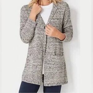 J Jill Wearever Collection Textured Longer Length Cardigan Sweater Jacket
